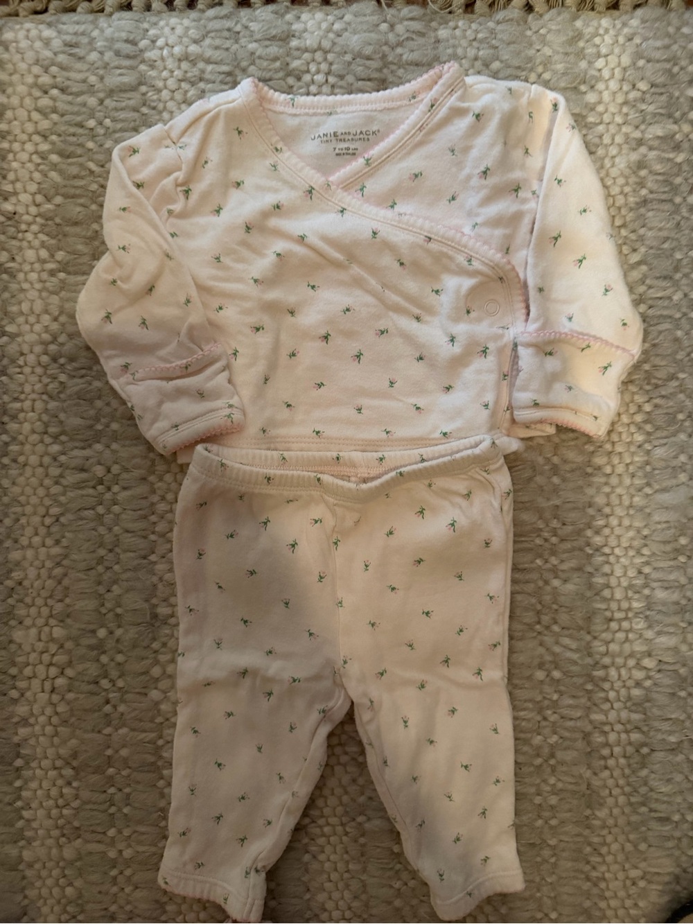 Janie and Jack Pale Pink Floral Baby Matching Set
